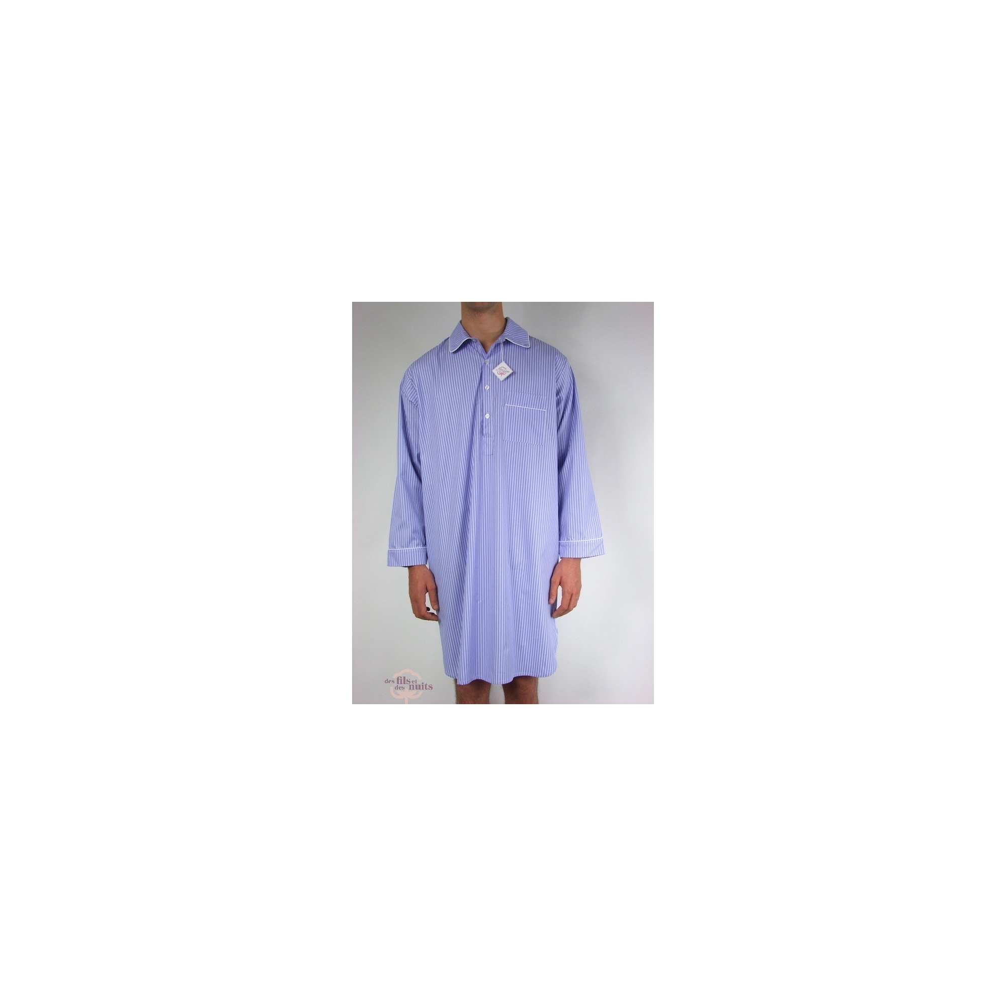 Chemise de nuit pour homme100 cotonqualité étéColoris Azur