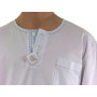 Pyjamas homme, jersey et tissu 100% coton, carreaux ciel/blanc