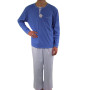 Pyjamas homme, jersey et tissu 100% coton, carreaux ciel/bleu