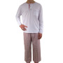 Pyjamas homme, jersey et tissu 100% coton, carreaux rouge/blanc