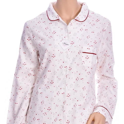 Pyjama femme hiver en coton pilou, Bouquets