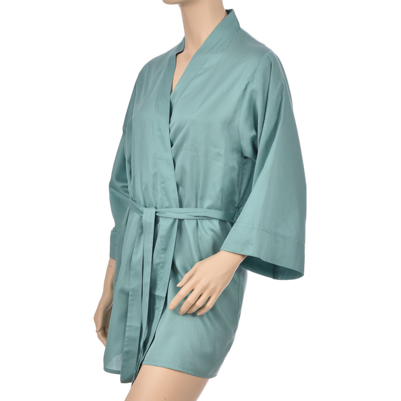 Kimono en satin de coton, Uni Vert