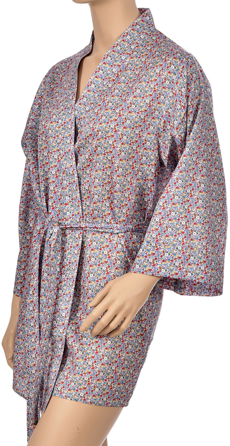 Kimono pour femme en satin de coton imprimé Renard,