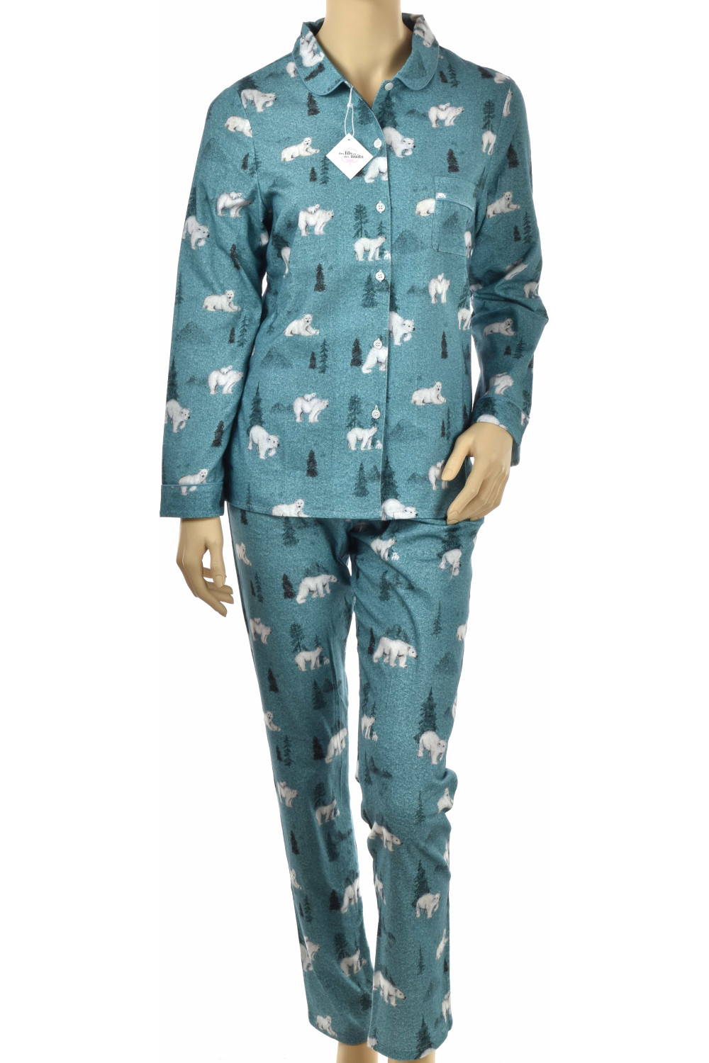 Pyjama long pour garçon en pilou-pilou, coloris Banquise 100% coton