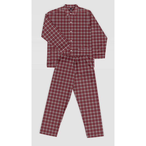 Pyjama long homme en flanelle , Pralo rouge