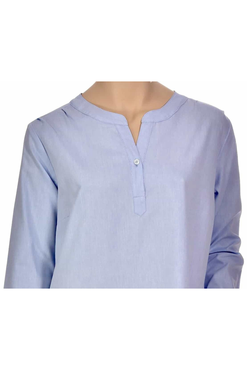 Chemise de nuit femme liquette en coton Oxford Bleu