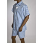 Pyjama court homme à carreaux, tissu Oxford 100% coton