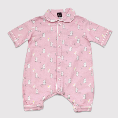 Pyjama pour bébé en coton pilou, souris roses
