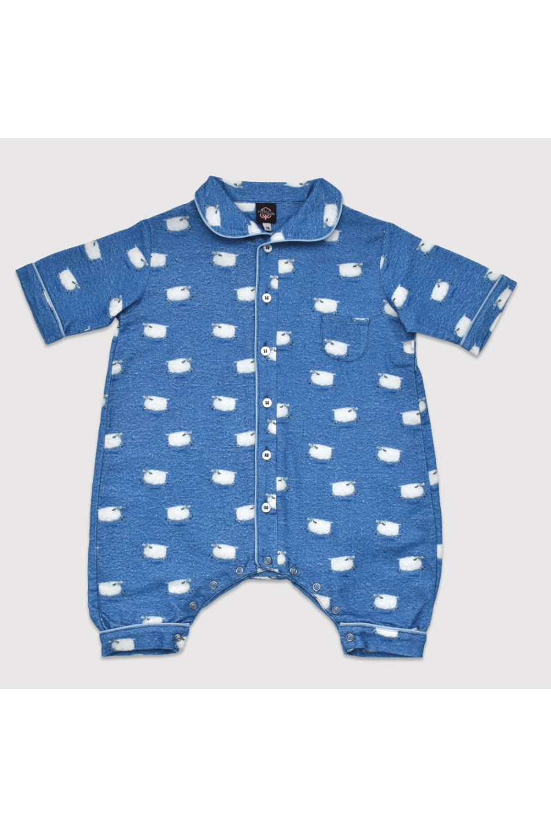 Pyjama pour bébé en coton pilou, moutons flanelle 