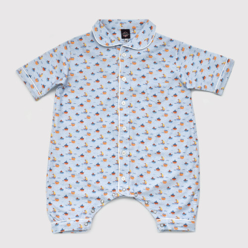 Pyjama pour bébé en coton pilou, bateaux flanelle 