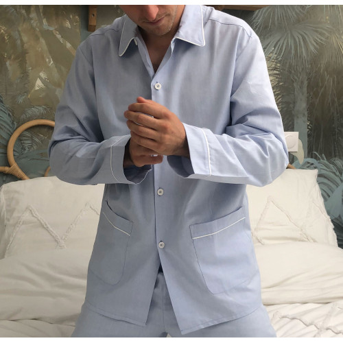 Pyjama tissu Oxford Bleu