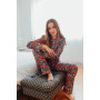 Pyjama femme en coton pilou, Nuit fleurie