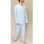 Pyjama long homme, en flanelle Vichy bleu