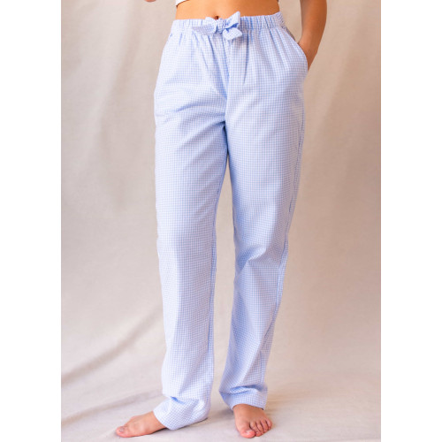 Pantalon d'intérieur en pilou 100% coton, Vichy Bleu
