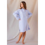 Chemise de nuit femme, forme liquette en pilou, Vichy bleu