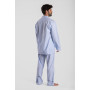 Pyjama long homme, en flanelle Vichy bleu