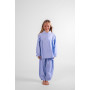 Pyjama long fille en flanelle de coton, Vichy bleu.