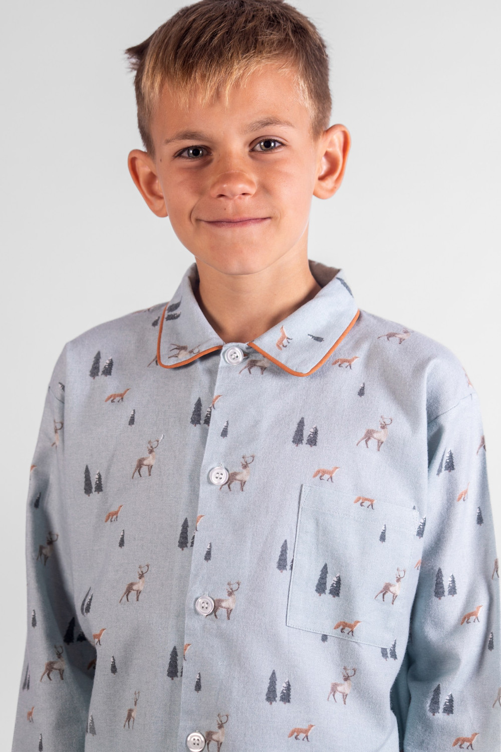 Pyjama long garçon en pilou - Renard forêt