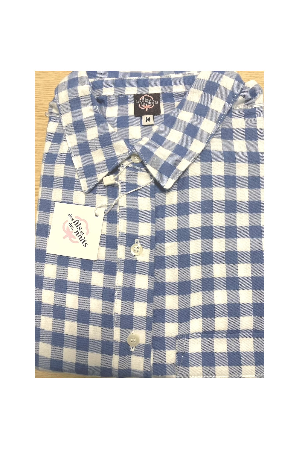 Chemise de nuit femme, forme liquette en pilou, Carreaux jean
