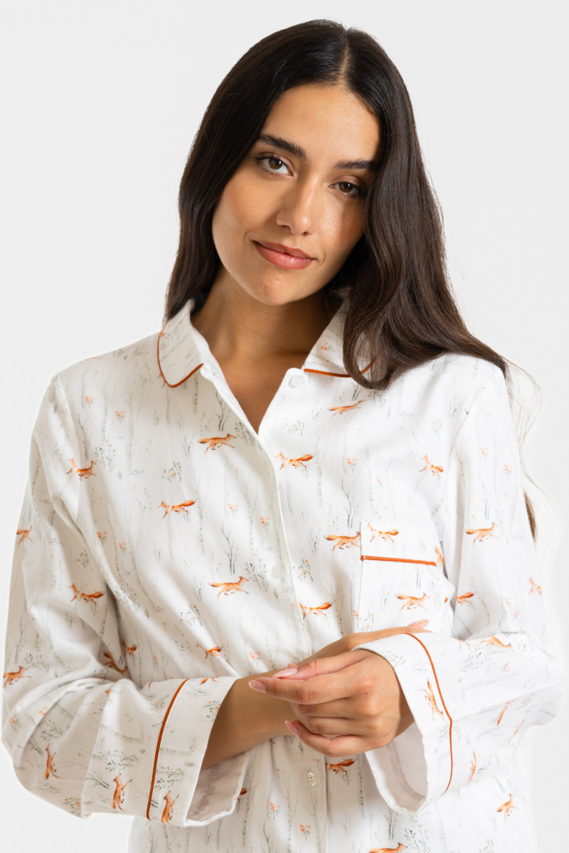 Pyjama femme en coton pilou, Renard Forêt