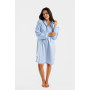 Chemise de nuit femme, forme liquette en pilou, Vichy bleu