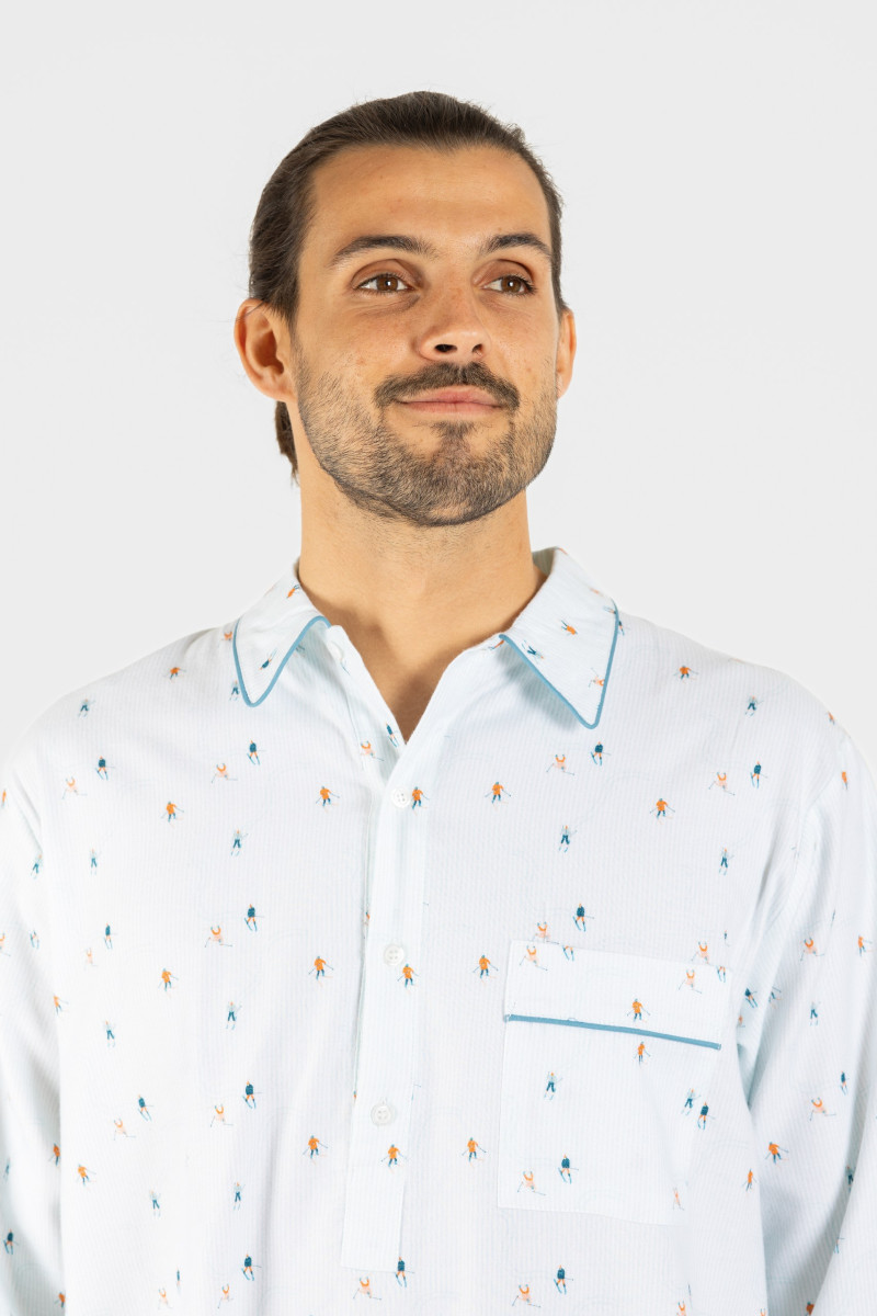 Chemise de nuit homme "Skieurs"