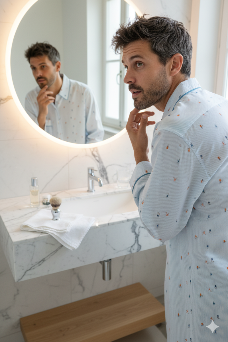Chemise de nuit homme "Skieurs"