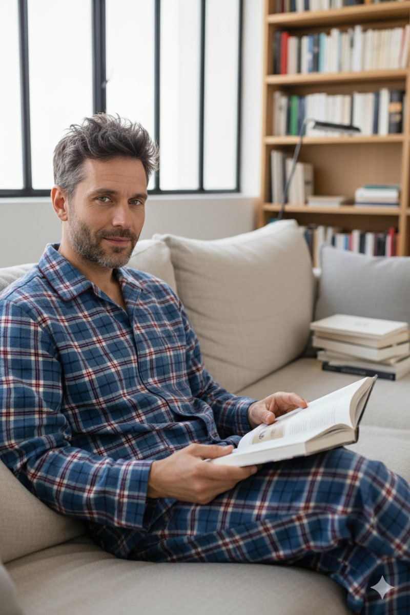 Pyjamas longs homme en flanelle de coton - Mont Blanc