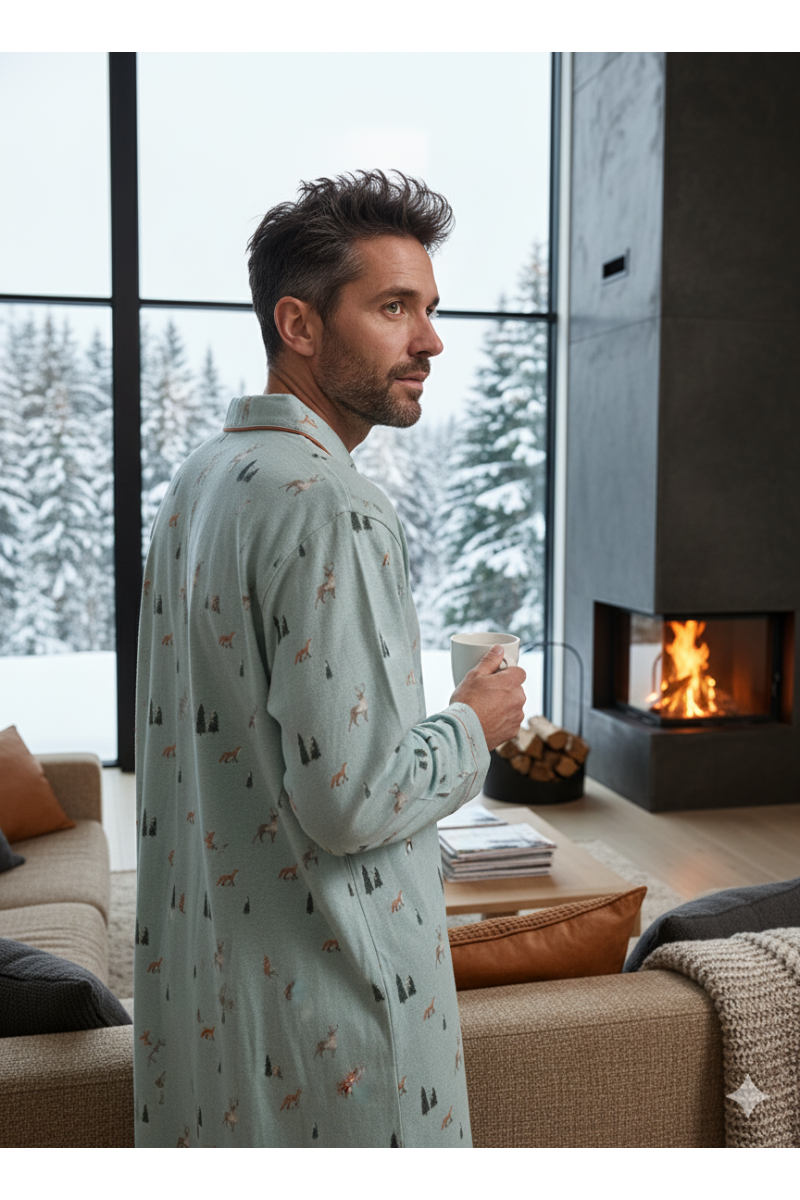 Chemise de nuit homme - Renards élans