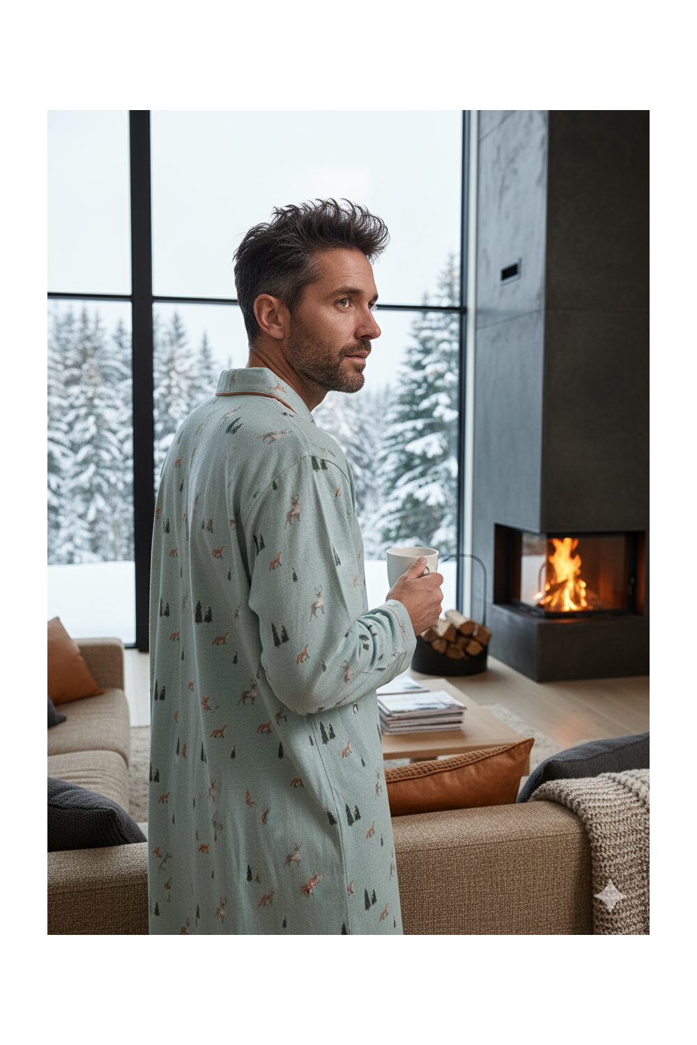 Chemise de nuit homme - Renards élans