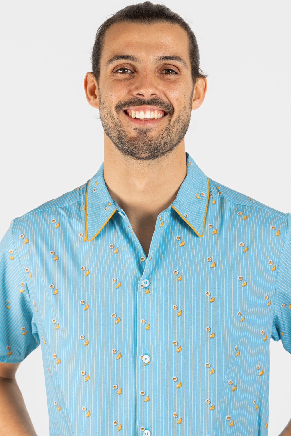 Pyjama court homme en popeline de coton - Café croissant