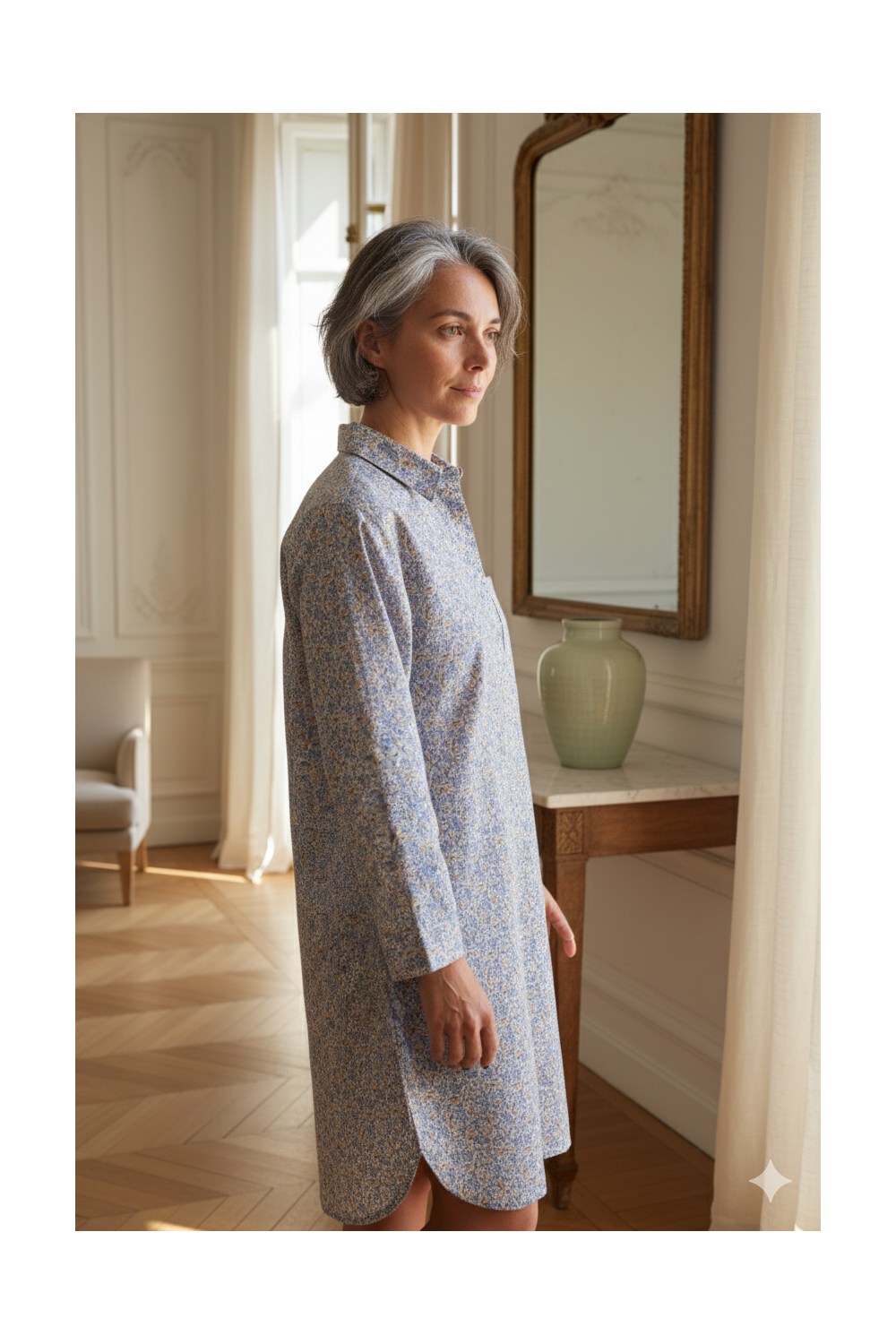 Liquette femme manches longues - Liberty bleu