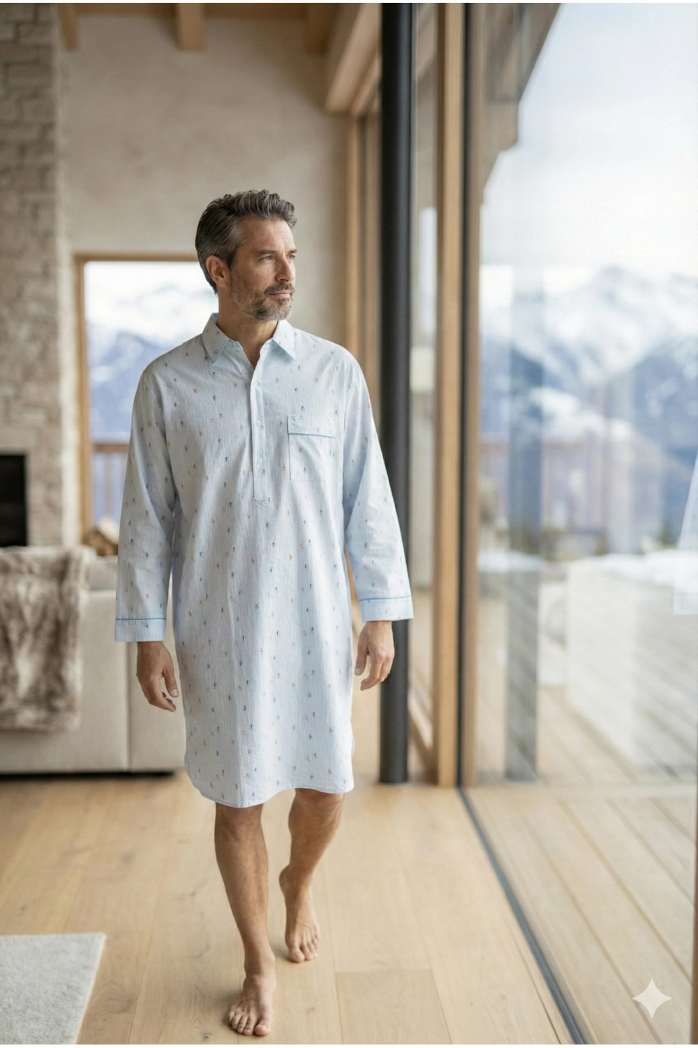 Chemise de nuit homme "Skieurs"